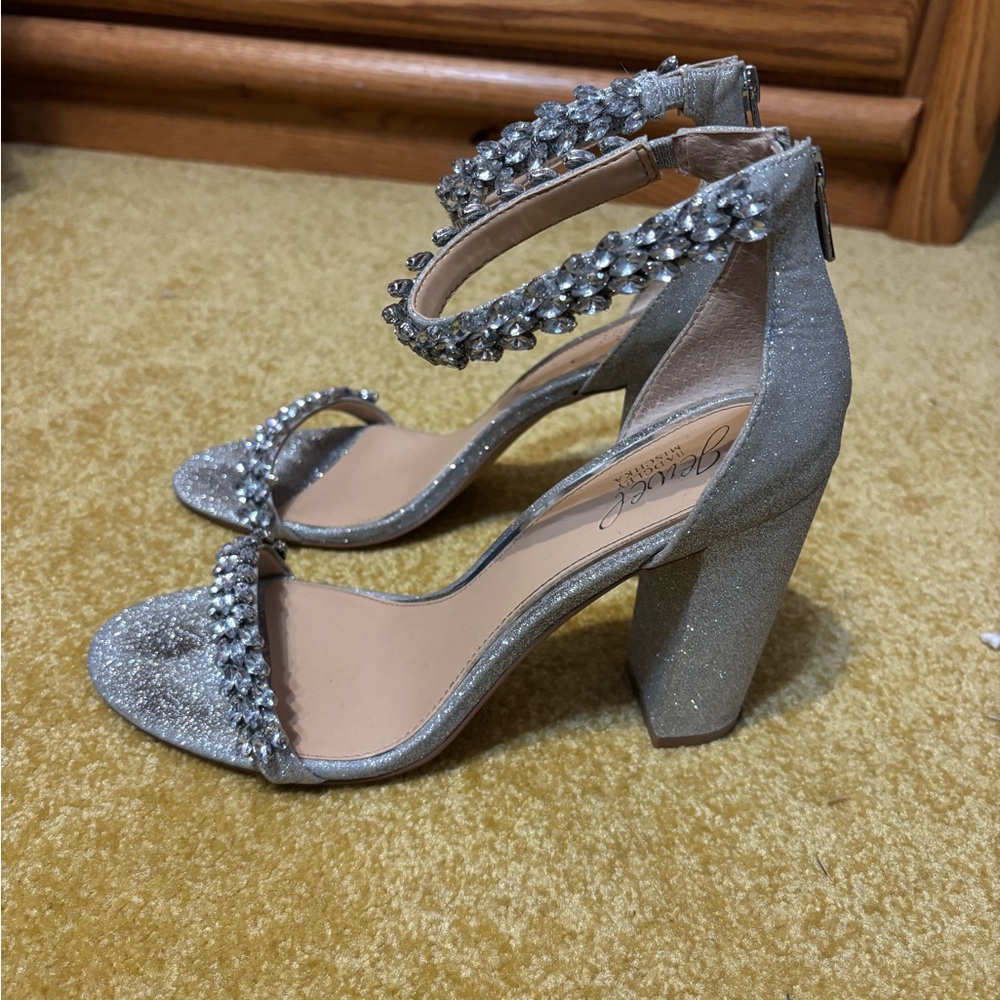 Jewel Badgley Mischka Glittering Silver Heels
